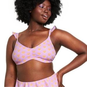 NWT✨ Stoney Clover Lane Flutter Purple Heart Bikini Top Plus Size 1XL